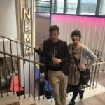 Die hessischen Filmproduzenten Alicia-Eva Rost und David Rost (InZwischenZeit:Filme) im Treppenhaus des deutschen Filmmuseums